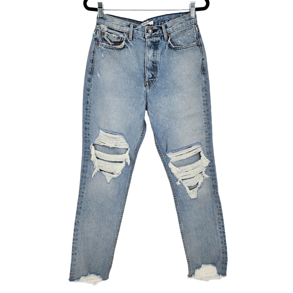 GRLFND Button Fly Super High Rise Distressed Karolina in Keep it Movin Size 26